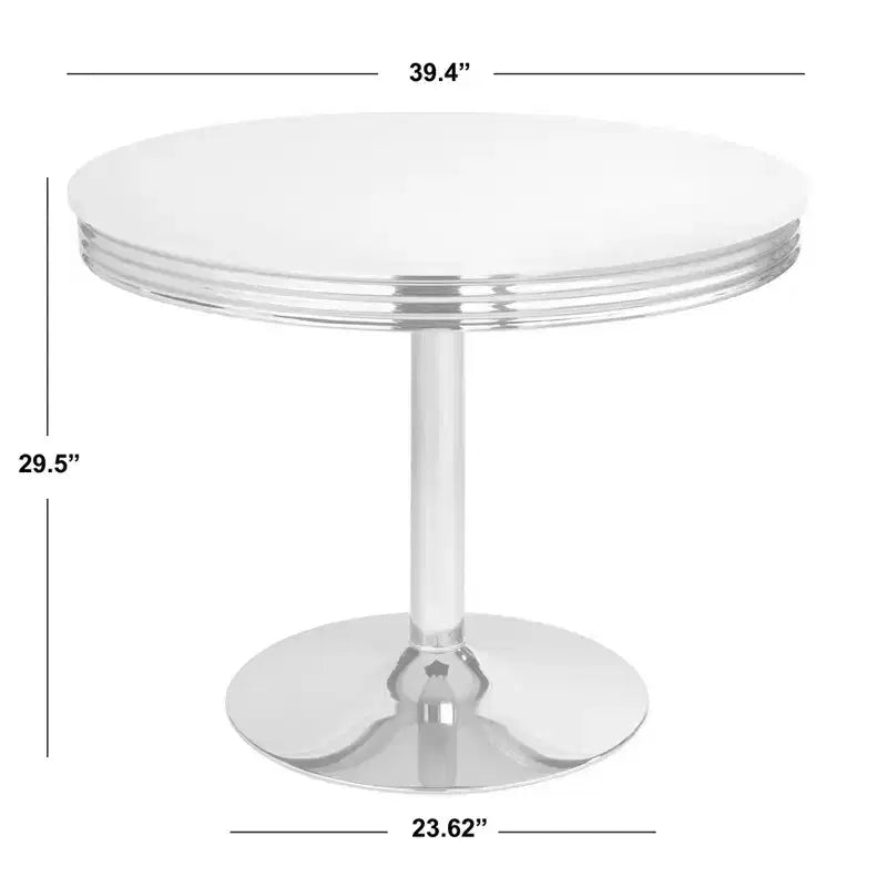 Ensemble de salle à manger rétro 5 pièces Buylateral Torrance avec chaises rembourrées dossier haut Blanc/Chrome/Gris