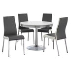 Buylateral 5pc Torrance Retro Dining Set with Padded Chair Seats and Highbacks White/Chrome/Gray