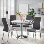 Ensemble de salle à manger rétro 5 pièces Buylateral Torrance avec chaises rembourrées dossier haut Blanc/Chrome/Gris