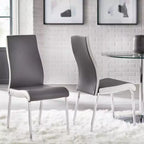 Ensemble de salle à manger rétro 5 pièces Buylateral Torrance avec chaises rembourrées dossier haut Blanc/Chrome/Gris