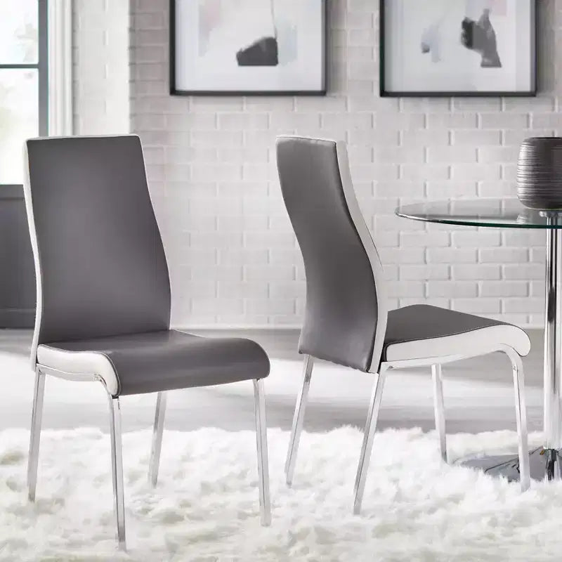Ensemble de salle à manger rétro 5 pièces Buylateral Torrance avec chaises rembourrées dossier haut Blanc/Chrome/Gris