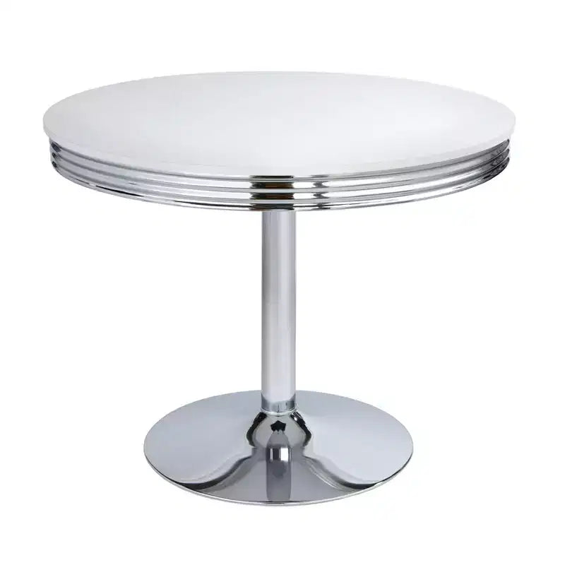 Ensemble de salle à manger rétro 5 pièces Buylateral Torrance avec chaises rembourrées dossier haut Blanc/Chrome/Gris