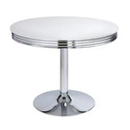 Ensemble de salle à manger rétro 5 pièces Buylateral Torrance avec chaises rembourrées dossier haut Blanc/Chrome/Gris