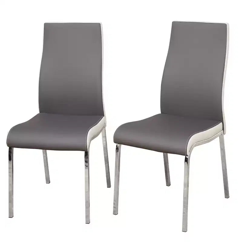 Ensemble de salle à manger rétro 5 pièces Buylateral Torrance avec chaises rembourrées dossier haut Blanc/Chrome/Gris