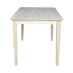 Table de salle à manger en bois massif International Concepts 30 po X 48 po avec pieds Shaker, non finie : style Mid-Century, 6 places