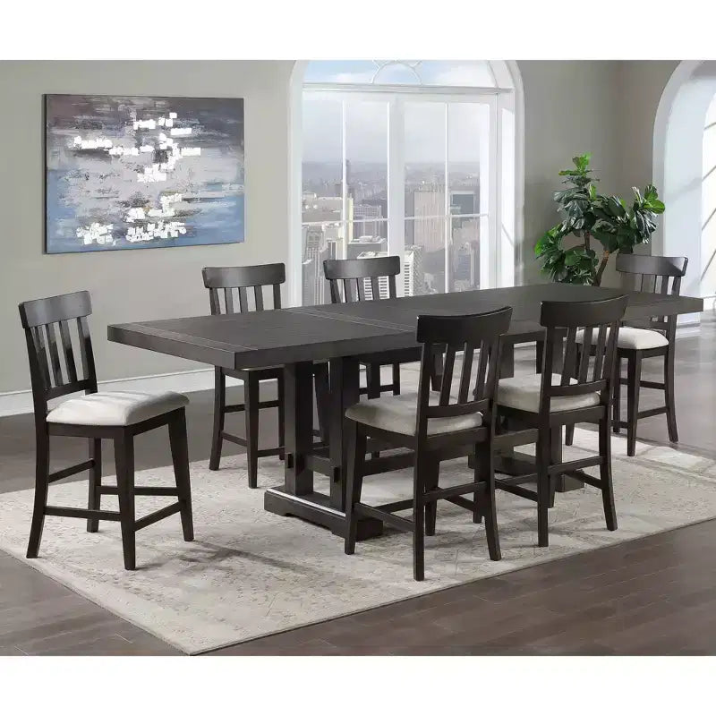 Table à hauteur de comptoir Napa cèdre foncé – Steve Silver Co. : Extensible, 10 places, style rustique