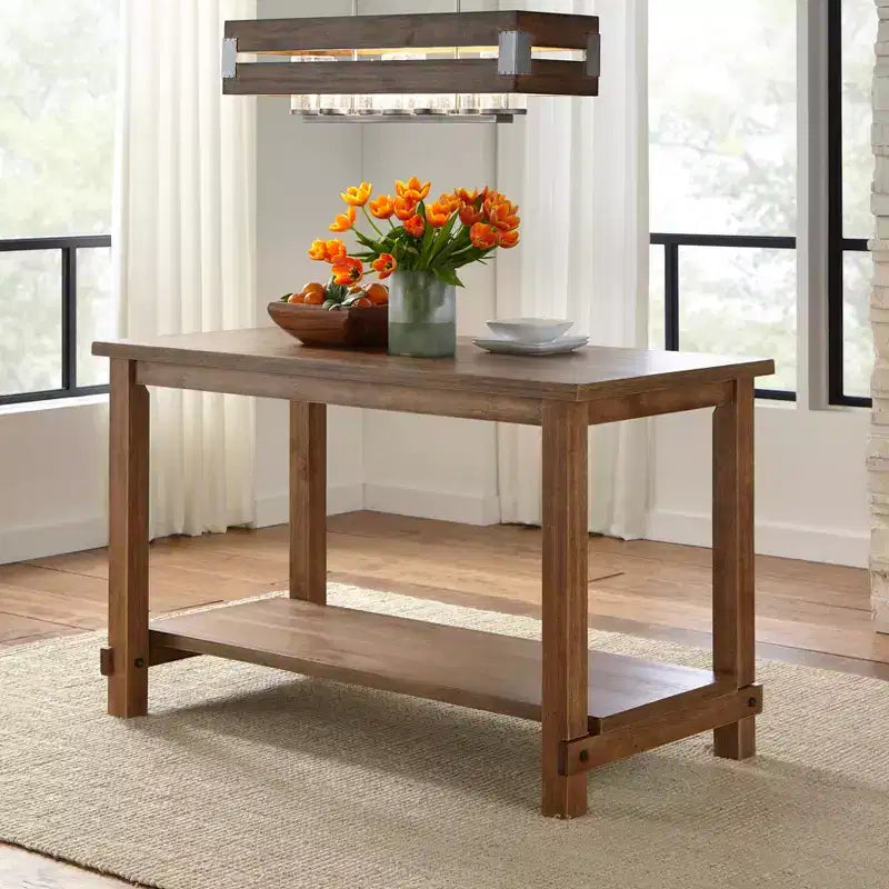 Table de salle à manger rectangulaire à hauteur de comptoir Buylateral Hathaway Modern Farmhouse, couleur Bois flotté