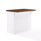 Îlot de cuisine Crosley Bartlett en bois, dessus blanc/noyer : style traditionnel, étagères réglables, chariot de rangement