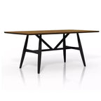 Ensemble de salle à manger 5 pièces Bernst Mid-Century Modern Chêne antique/Noir/Gris - miBasics : Structure en bois d'hévéa, sièges en similicuir