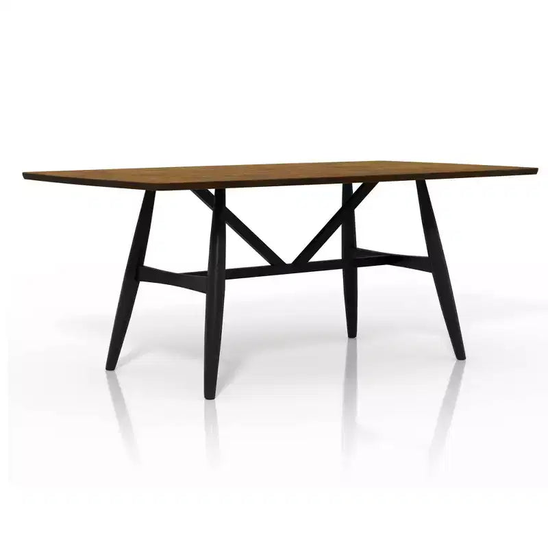 Ensemble de salle à manger 5 pièces Bernst Mid-Century Modern Chêne antique/Noir/Gris - miBasics : Structure en bois d'hévéa, sièges en similicuir