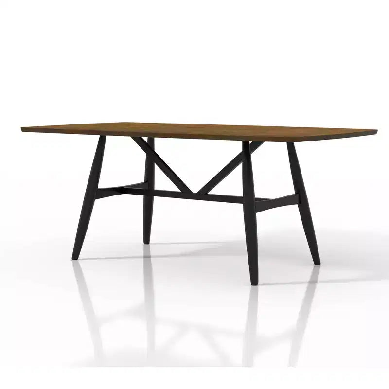 Ensemble de salle à manger 5 pièces Bernst Mid-Century Modern Chêne antique/Noir/Gris - miBasics : Structure en bois d'hévéa, sièges en similicuir