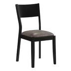 Ensemble de salle à manger 5 pièces Bernst Mid-Century Modern Chêne antique/Noir/Gris - miBasics : Structure en bois d'hévéa, sièges en similicuir