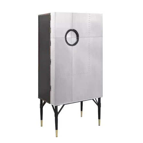 31.5" Yoela Wine Rack Leather and Aluminum - Acme Furniture