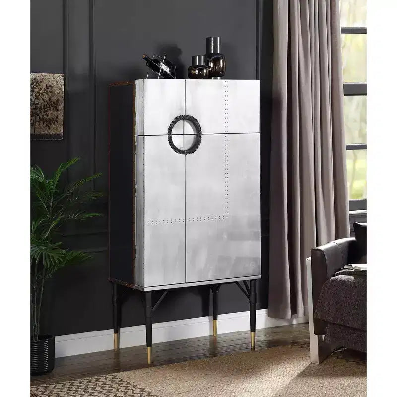 Casier à vin Yoela en cuir et aluminium de 31,5 po - Acme Furniture