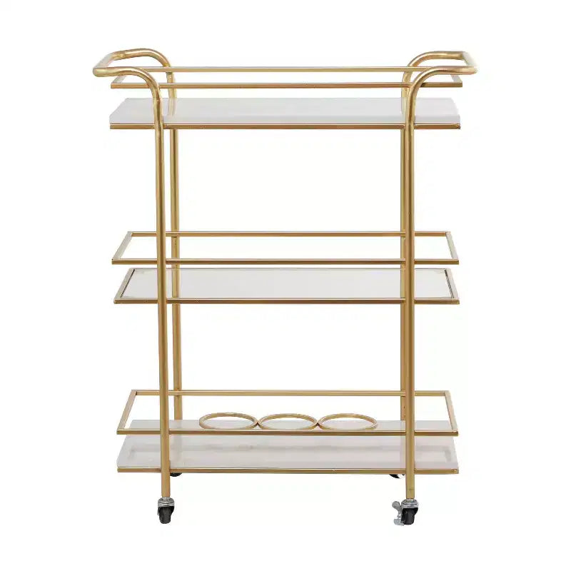 Glam Marble Bar Cart Gold - Olivia & May: Luxury Tea Serving Cart, No Assembly, Metal Frame