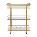 Glam Marble Bar Cart Gold - Olivia & May: Luxury Tea Serving Cart, No Assembly, Metal Frame
