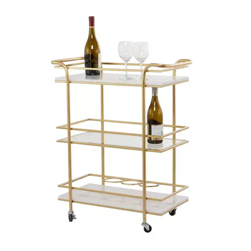 Dessertes de bar Glam Marble Doré - Olivia & May : Dessertes de thé de luxe, Aucun assemblage, Cadre métallique