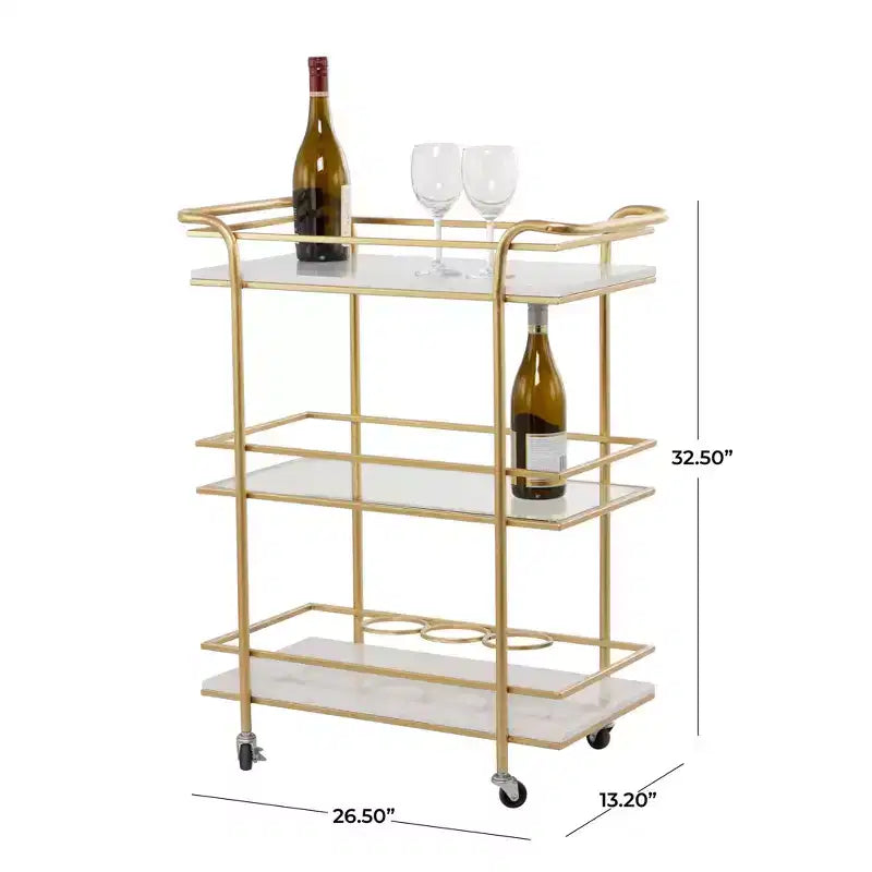 Dessertes de bar Glam Marble Doré - Olivia & May : Dessertes de thé de luxe, Aucun assemblage, Cadre métallique