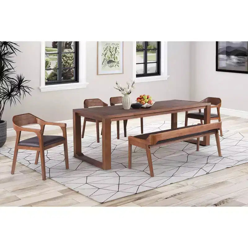 Table de salle à manger extensible Rasmus 89" Châtaigne - Boraam : Acacia massif, 8 places, Style ferme