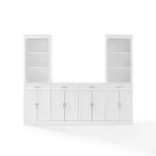 Ensemble buffet et meuble bar 3 pièces Crosley 95" Stanton blanc : Rangement traditionnel, design huche