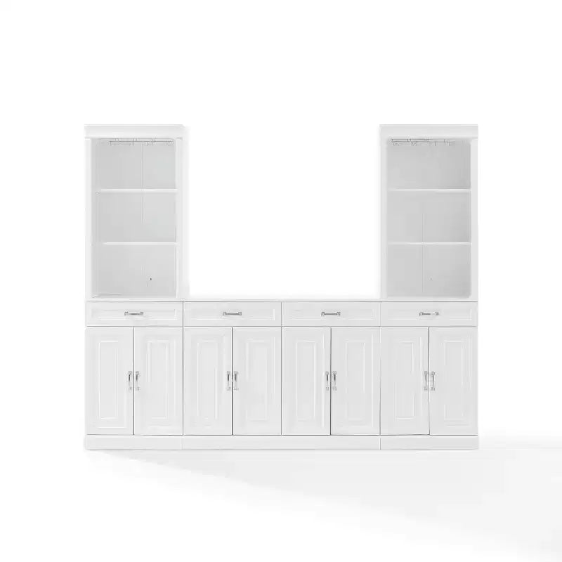 Ensemble buffet et meuble bar 3 pièces Crosley 95" Stanton blanc : Rangement traditionnel, design huche