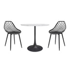 3pc Kurv Dining Set White Faux Marble/Black - Jamesdar