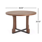 Christopher Knight Home Andrew Table à manger ronde rustique avec cadre entrecroisé, 122 cm, Noyer