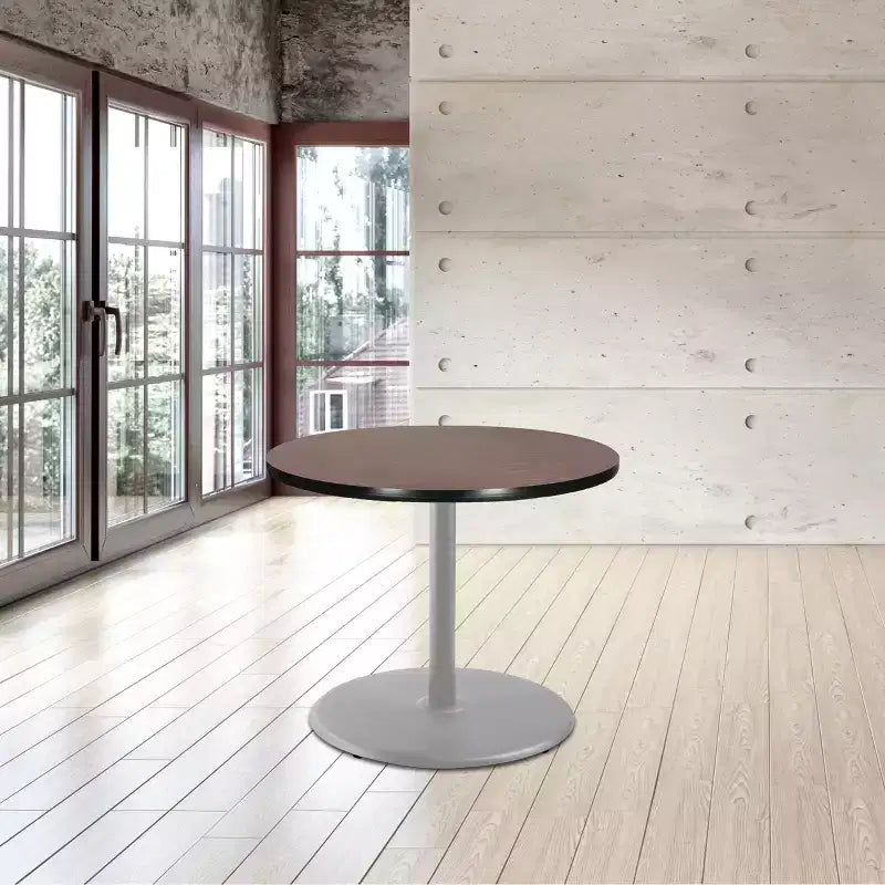 Table à manger ronde 30 po Hampden Furnishings, collection Bennet, gris/acajou