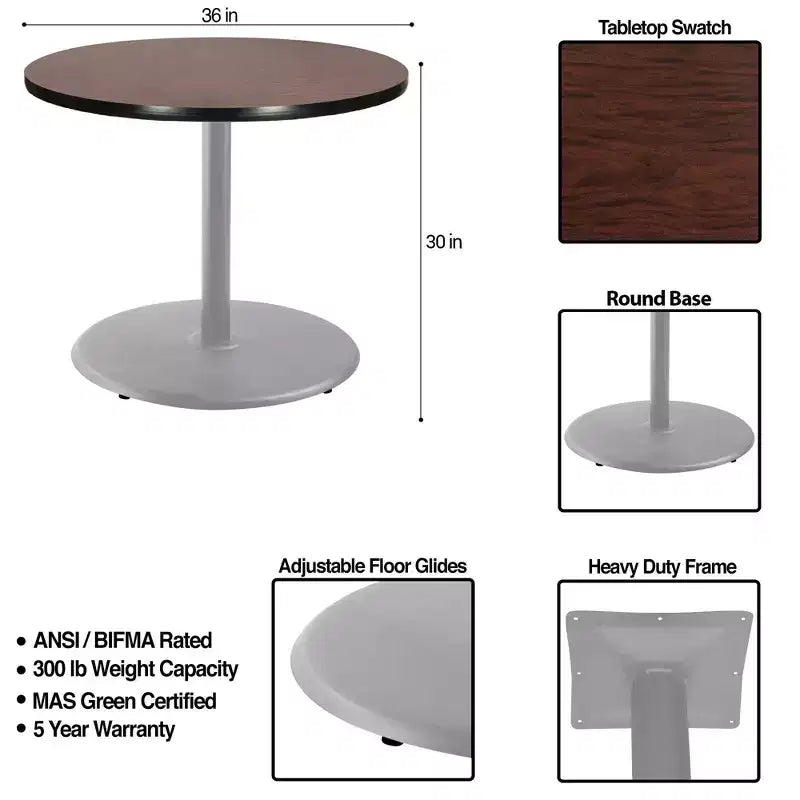 Table à manger ronde 30 po Hampden Furnishings, collection Bennet, gris/acajou