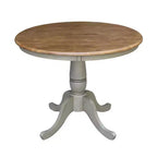 29" Dining Height Loraina Round Pedestal Table Hickory Brown/Stone Gray - International Concepts: Solid Wood, Seats 4