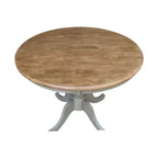 Table ronde piédestal Loraina hauteur de salle à manger 29 pouces Hickory Brown/Stone Gray - International Concepts : bois massif, 4 places