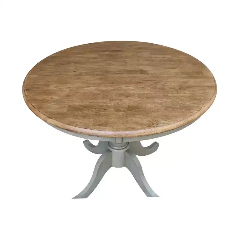 Table ronde piédestal Loraina hauteur de salle à manger 29 pouces Hickory Brown/Stone Gray - International Concepts : bois massif, 4 places