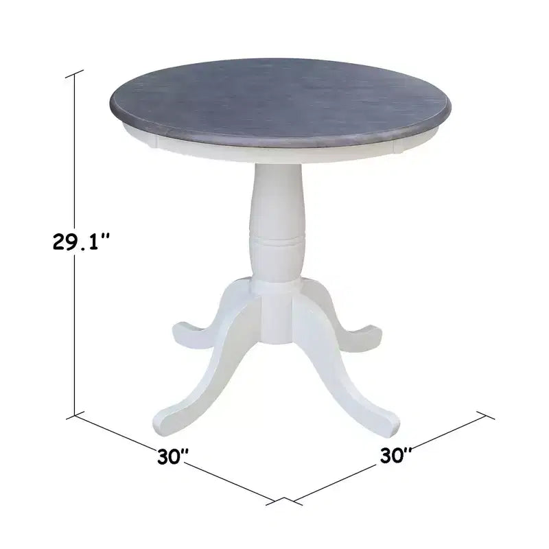 Table à piédestal ronde Ronin de 73,6 cm (29 po) hauteur salle à manger blanc/gris chiné – International Concepts : Bois massif, petit espace