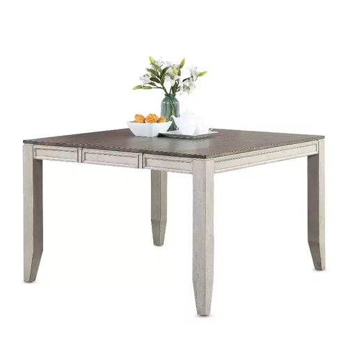 Abacus Counter Table Alabaster/Honey - Steve Silver Co.: 36" High, Square, Seats 8, Butterfly Leaf