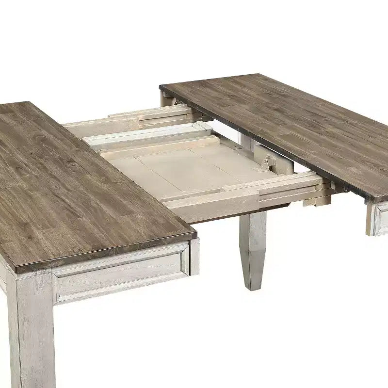 Table haute Abacus Alabaster/Honey - Steve Silver Co. : 91 cm de haut, carrée, 8 places, rallonge papillon
