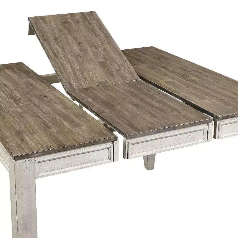 Table haute Abacus Alabaster/Honey - Steve Silver Co. : 91 cm de haut, carrée, 8 places, rallonge papillon