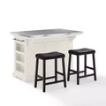 Julia Stainless Steel Top Kitchen Island: Includes 2 Stools, Spice Rack, Towel Bar - Crosley