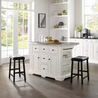 Îlot de cuisine en acier inoxydable Julia avec 2 tabourets, étagère à épices et porte-serviettes - Crosley