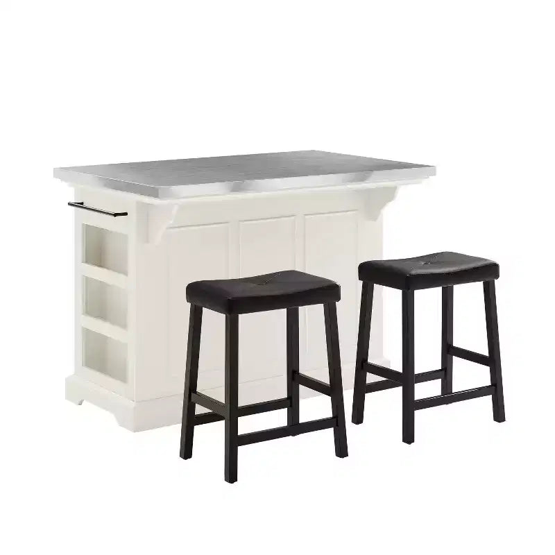 Îlot de cuisine en acier inoxydable Julia avec 2 tabourets, étagère à épices et porte-serviettes - Crosley