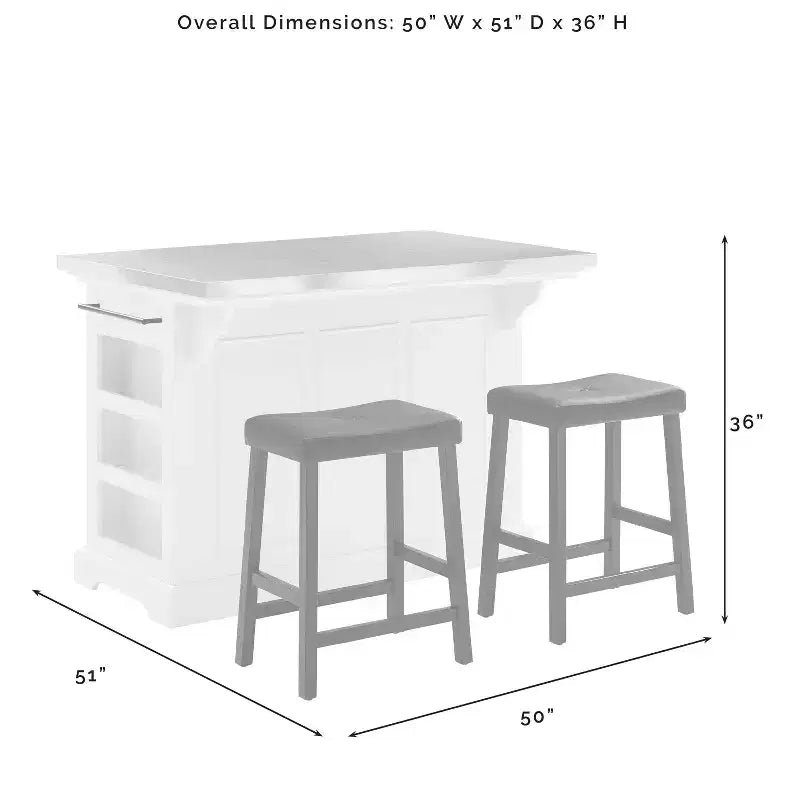 Îlot de cuisine en acier inoxydable Julia avec 2 tabourets, étagère à épices et porte-serviettes - Crosley