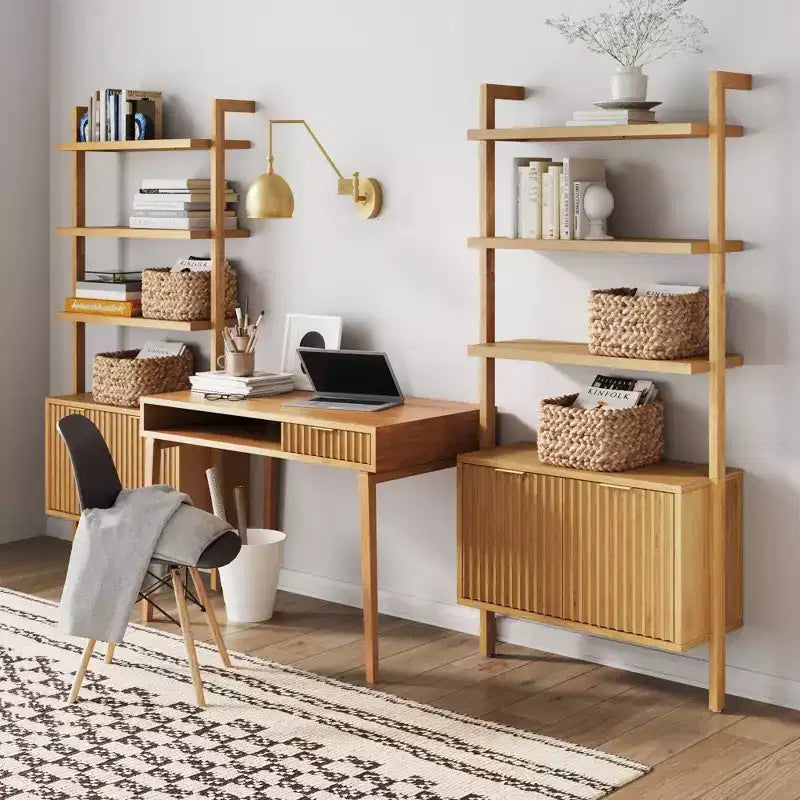 Nathan James Jasper Meuble mural de bureau cannelé en bois marron