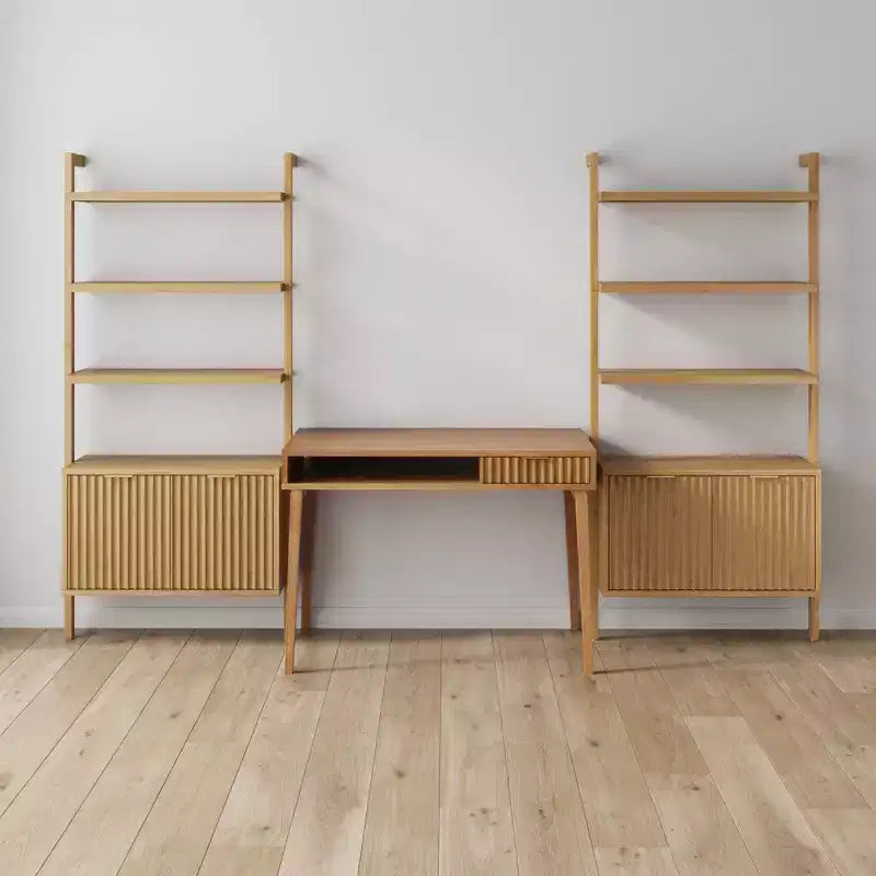 Nathan James Jasper Meuble mural de bureau cannelé en bois marron