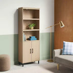 Bibliothèque en matériaux mixtes avec portes Bois naturel – Room Essentials™
