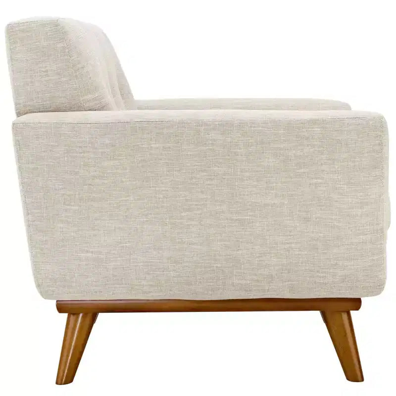 Fauteuil rembourré Engage beige - Modway : Assise confortable, dossier capitonné, pieds en bois