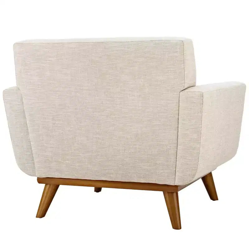 Fauteuil rembourré Engage beige - Modway : Assise confortable, dossier capitonné, pieds en bois