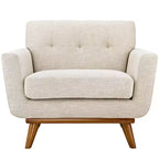 Fauteuil rembourré Engage beige - Modway : Assise confortable, dossier capitonné, pieds en bois