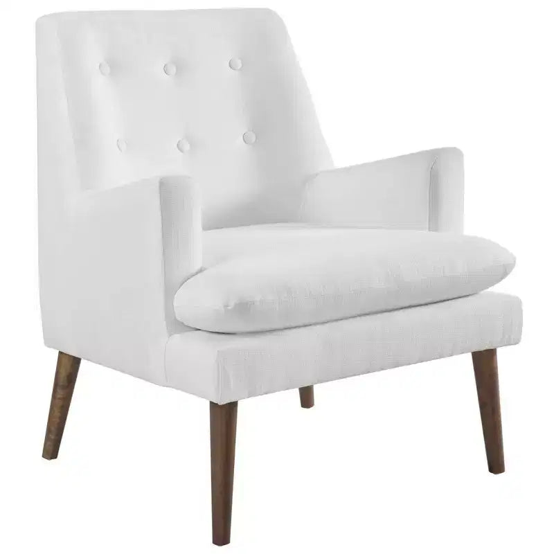 Chaise Longue Rembourrée Blanche Leisure - Modway : Milieu de Siècle Moderne, Accent de Chambre, Mousse Haute Densité