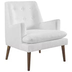 Chaise Longue Rembourrée Blanche Leisure - Modway : Milieu de Siècle Moderne, Accent de Chambre, Mousse Haute Densité