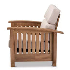 Fauteuil de salon 1 place en bois et tissu Charlotte Taupe/Marron - Baxton Studio