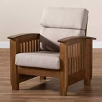 Fauteuil de salon 1 place en bois et tissu Charlotte Taupe/Marron - Baxton Studio